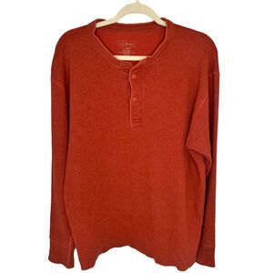 LL Bean Men's River Driver Shirt Wool Blend Henley Size Large Burnt Orange Rust